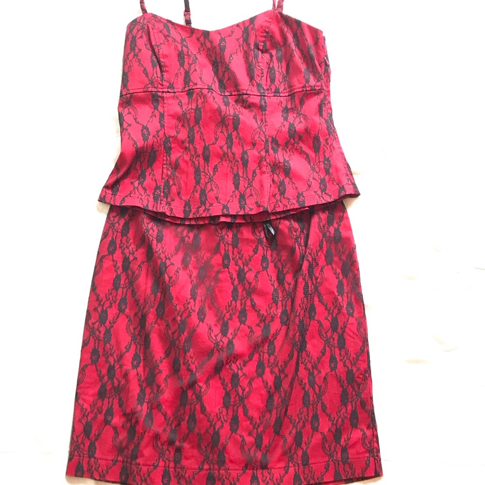 Cotton and Lace Black & Red Cocktail Set
